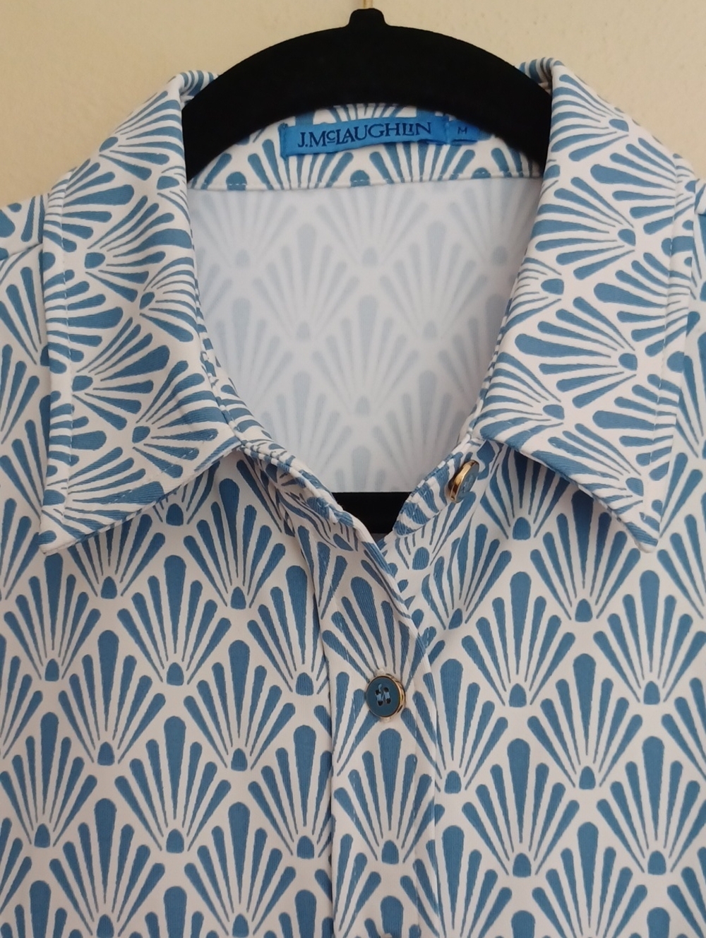 J Mclaughlin Cornelia Shirt Sandshell Print Catalina Cloth SZ M Blue White NWOT - Picture 8 of 14